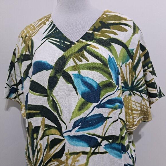 Chico's Linen Palm Print Tunic Wedge Short Dress Multi- Color Size 2 Large NWT - Picture 15 of 15